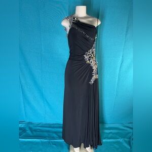 Chic One Shoulder Black Dress with Embellishments by mandalay